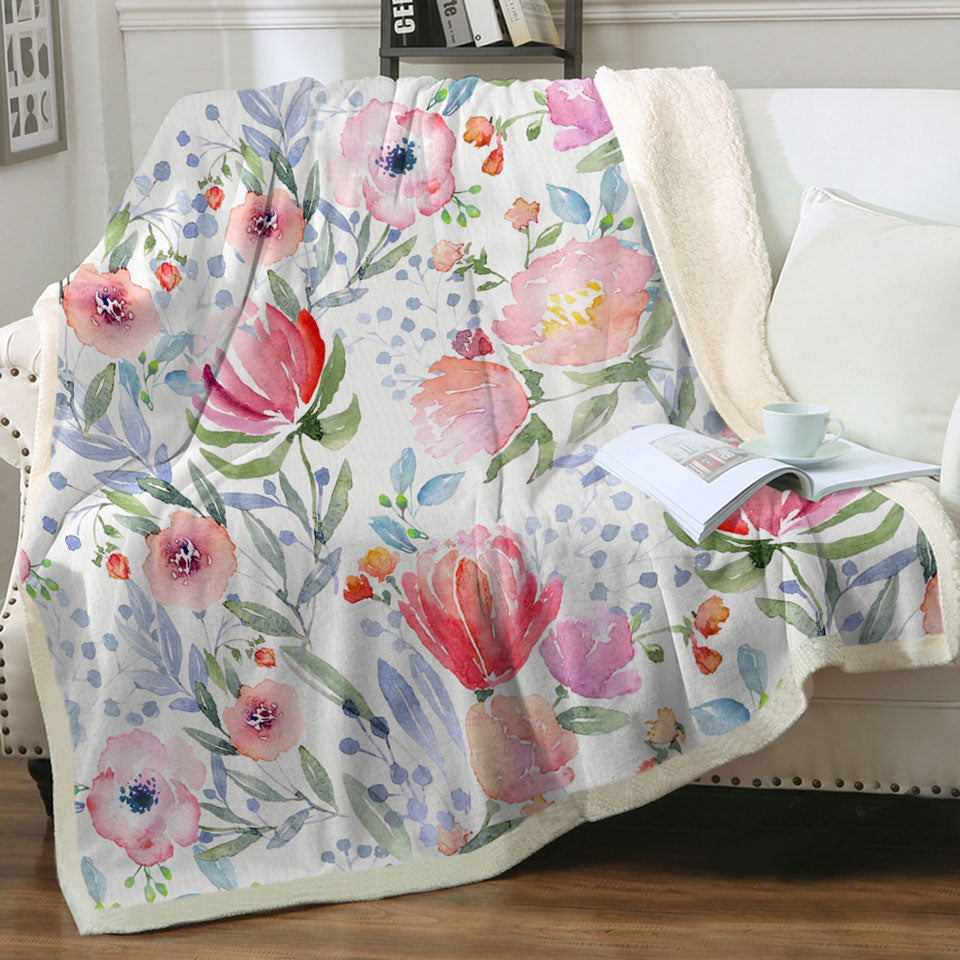 Classic Red Flowers Decorative Throws
