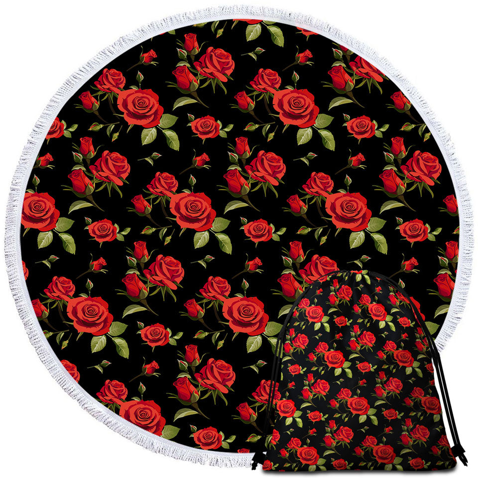 Classic Red Roses Beach Towels and Bags Set
