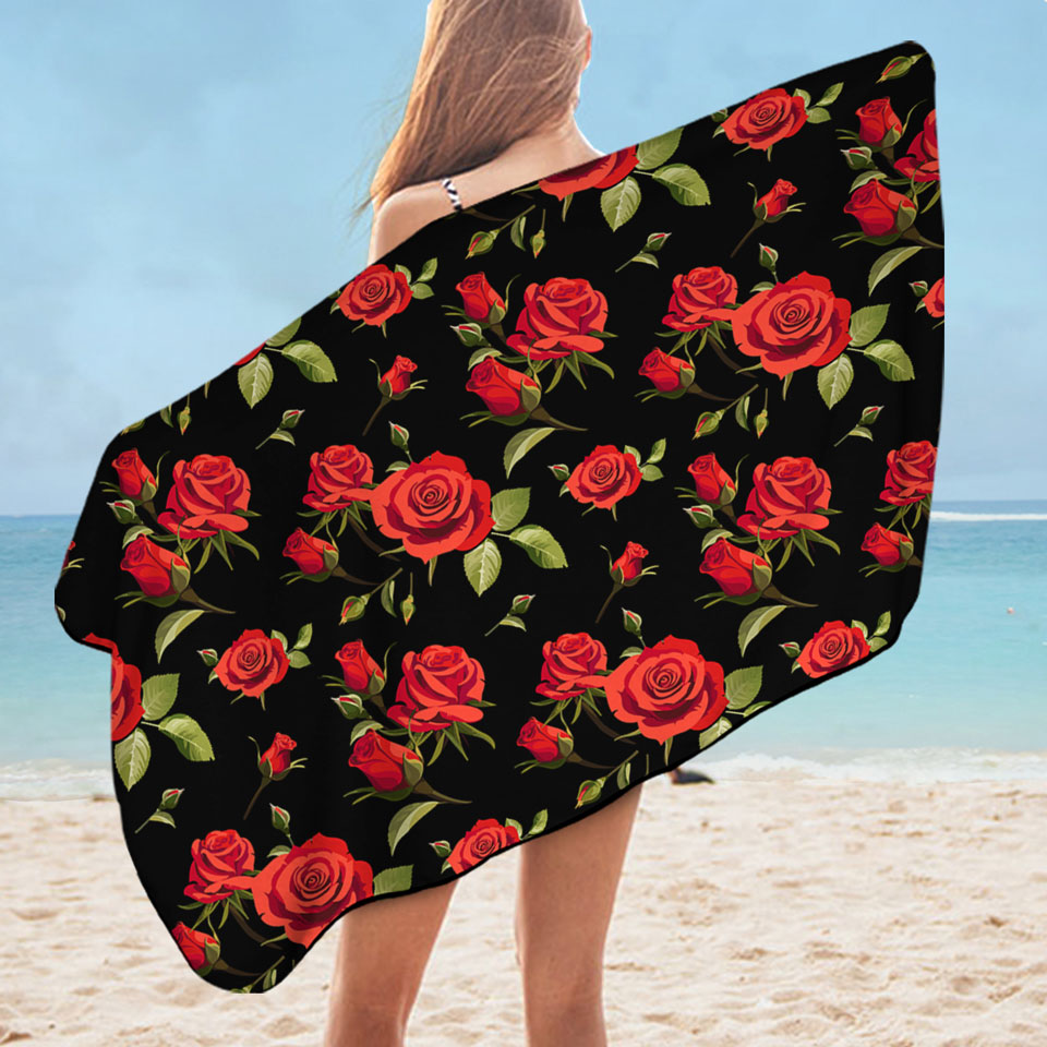 Classic Red Roses Beautiful Beach Towels