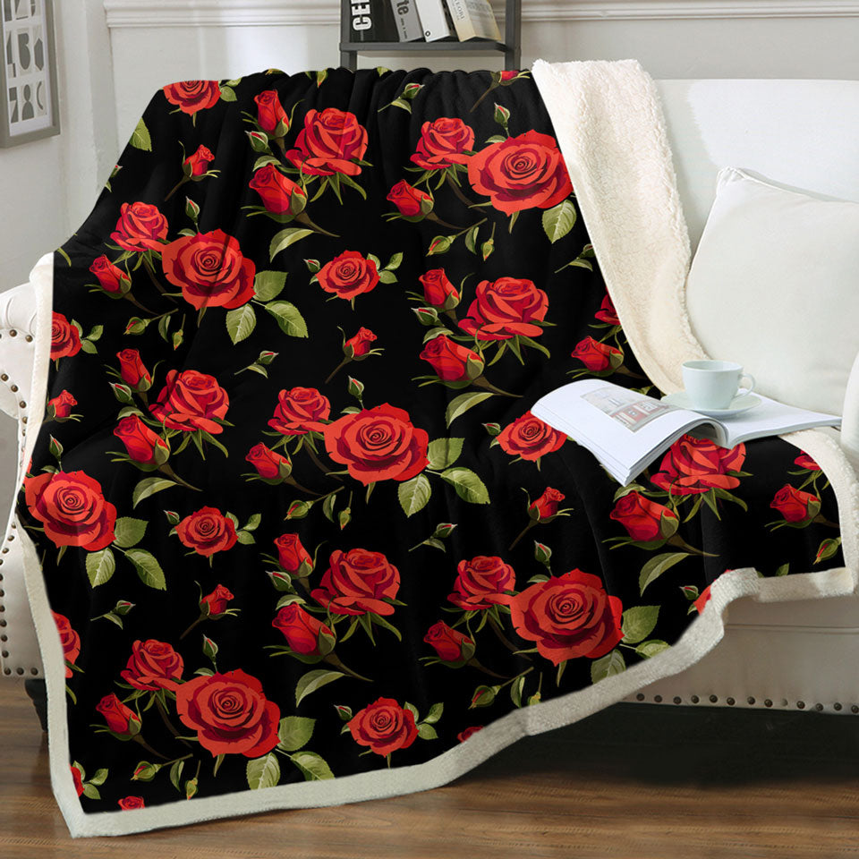 Classic Red Roses Decorative Blankets