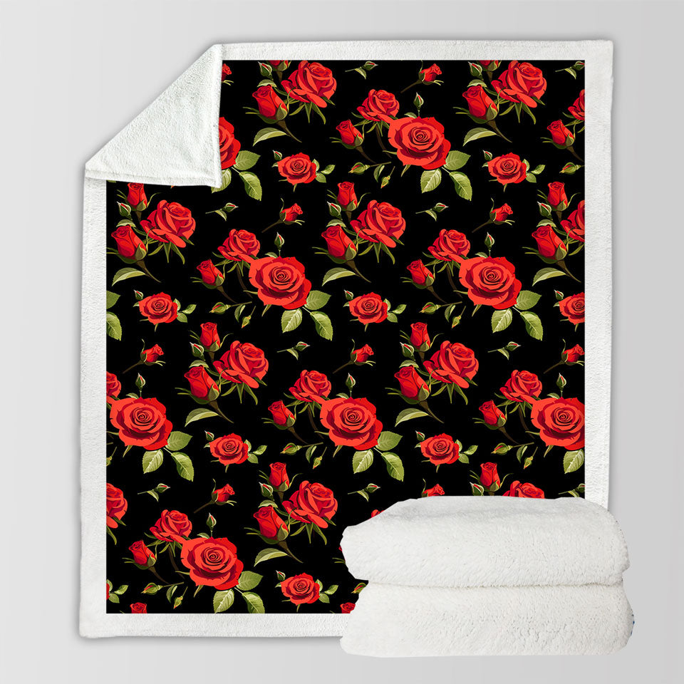 Classic Red Roses Decorative Throws