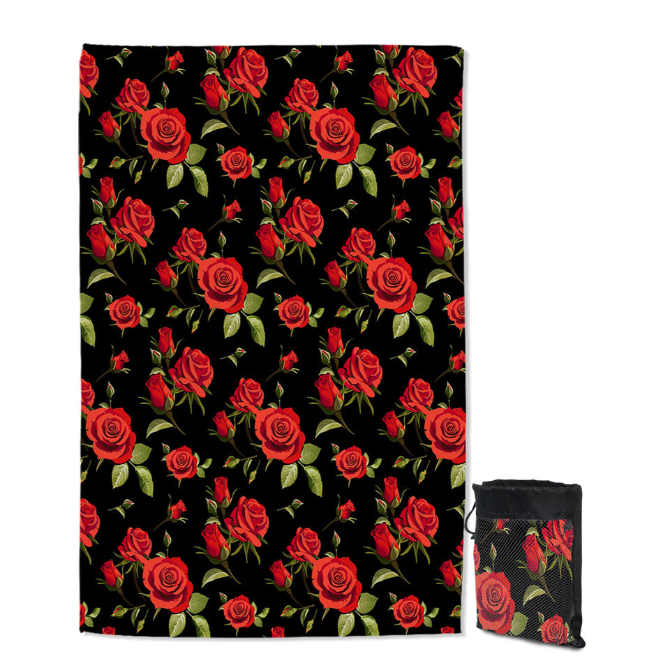 Classic Red Roses Thin Beach Towels
