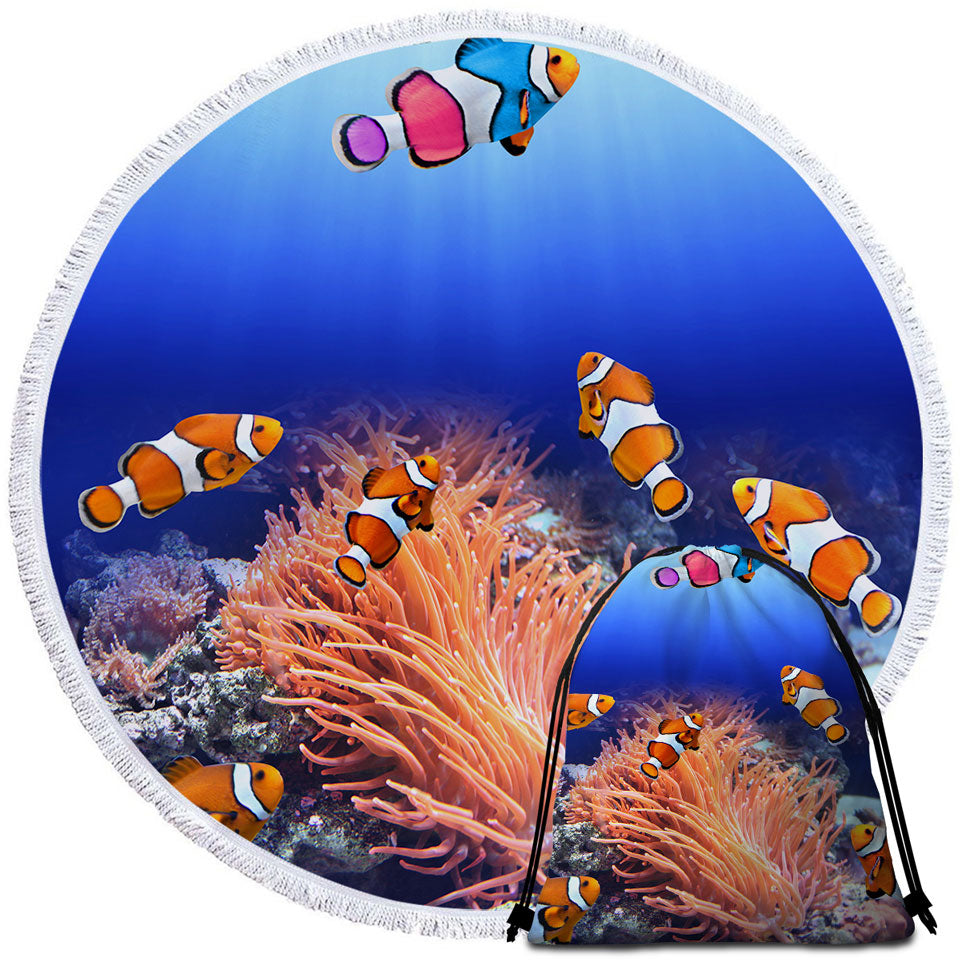 Clownfish Fish Printed Round Towel