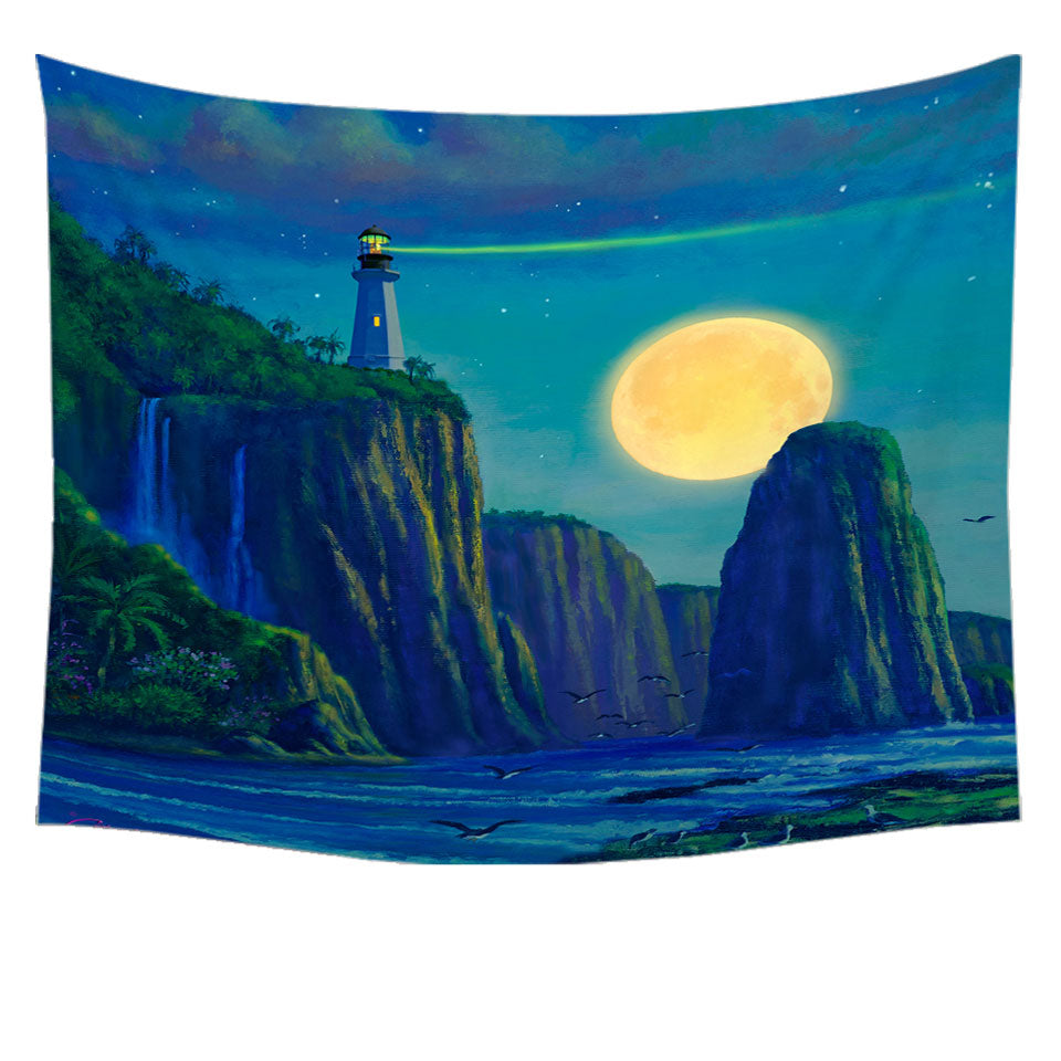 Coastal Art Lighthouse at Moon Bay Tapestry