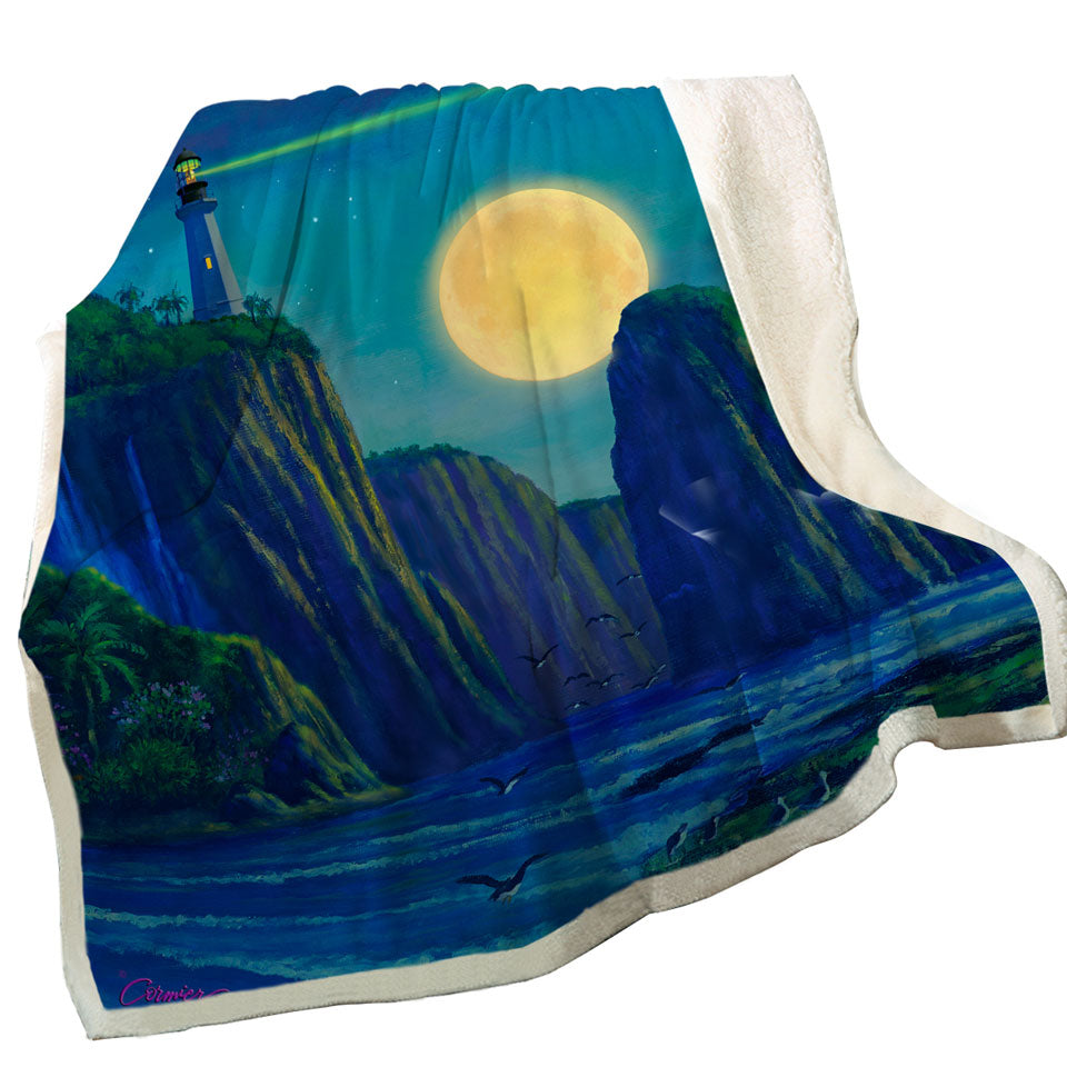 Coastal Art Lighthouse at Moon Bay Throws