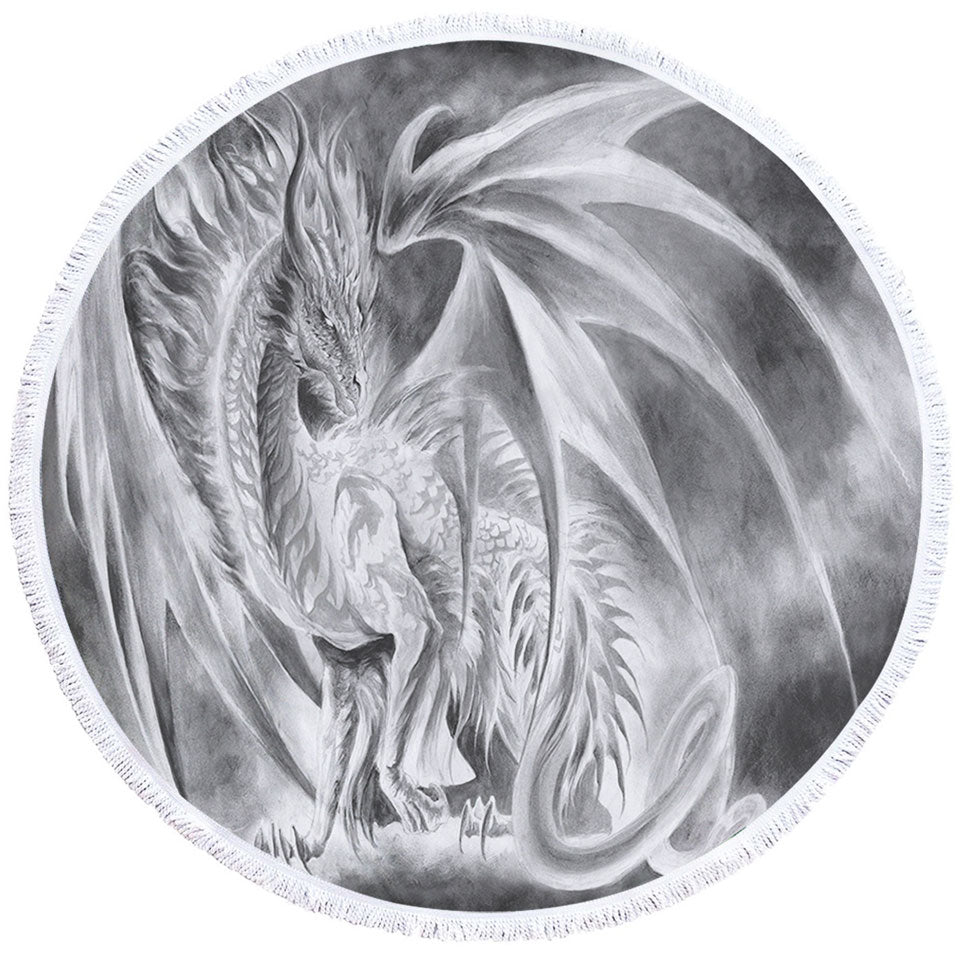 Coldfire Dragon Drawing Cool Fantasy Art Round Towel