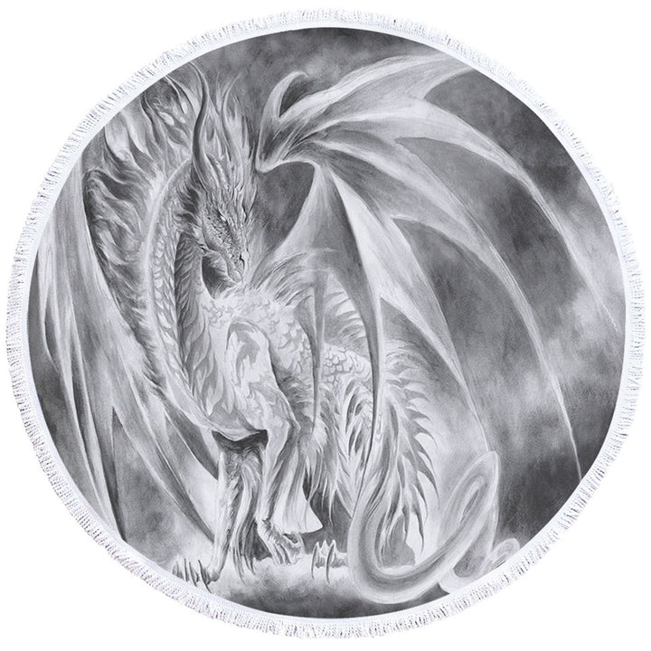 Coldfire Dragon Drawing Cool Fantasy Art Round Towel