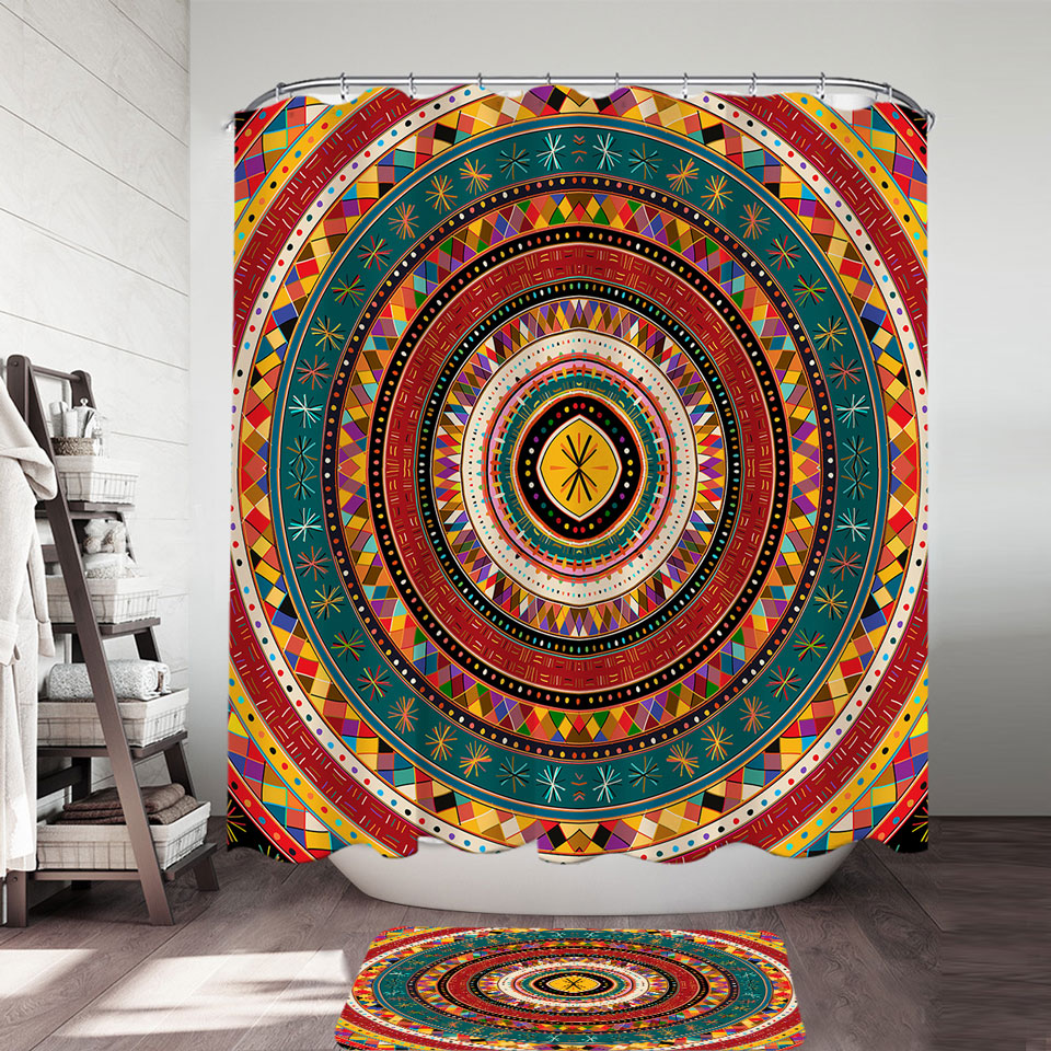 Colorful African Design Shower Curtian