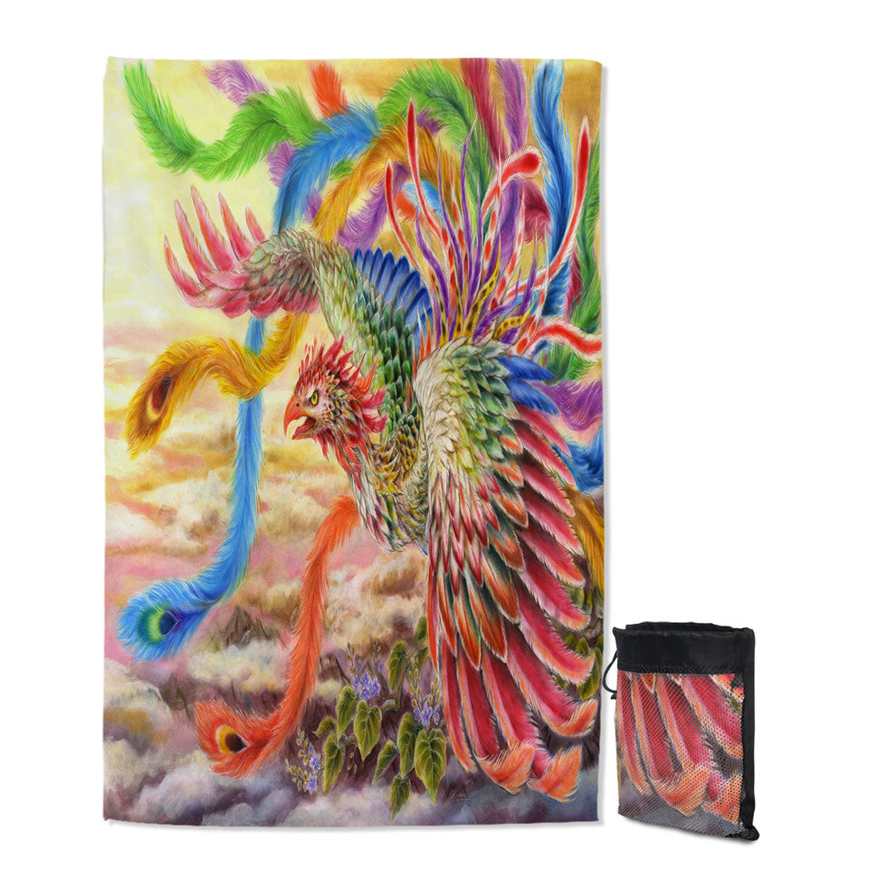Colorful Art Houou Japanese Phoenix Travel Beach Towel