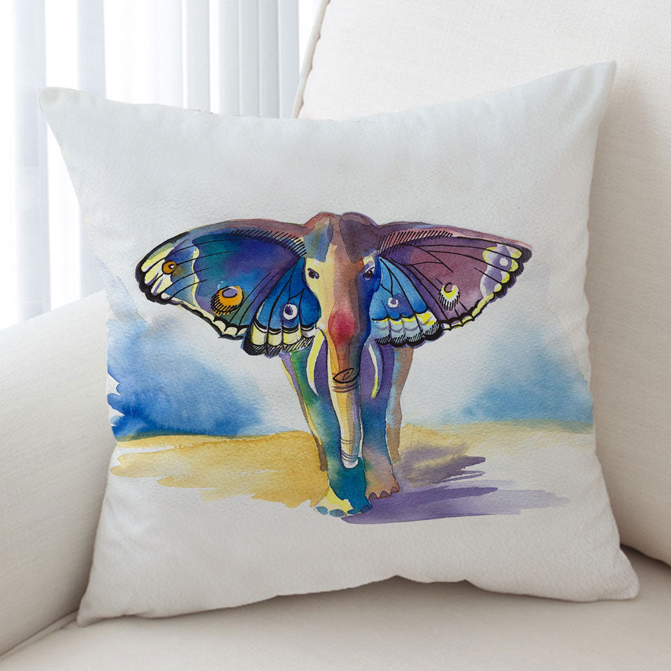 Colorful Artistic Cushion Elephant Meet Butterfly