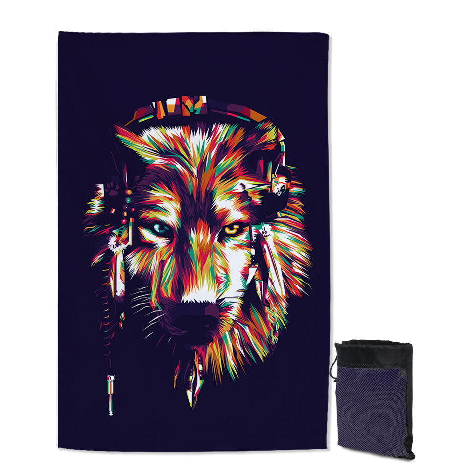 Colorful Artistic Wolf Microfiber Towels For Travel