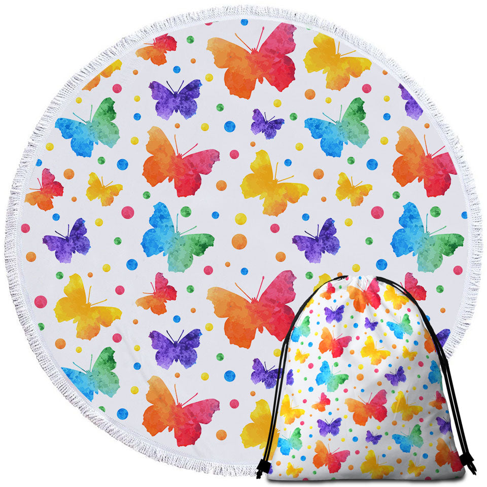 Colorful Beach Towels Dots and Butterflies