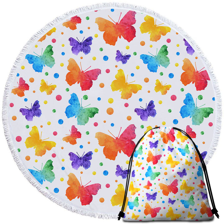 Colorful Beach Towels Dots and Butterflies