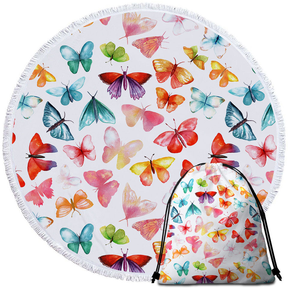 Colorful Beach Towels Pastel Colors Butterflies