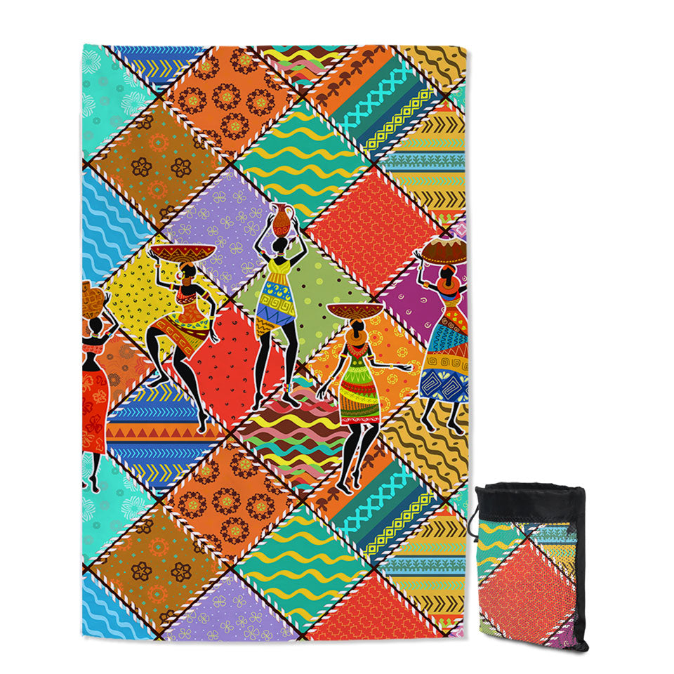 Colorful Beach Towels Patches and African Women