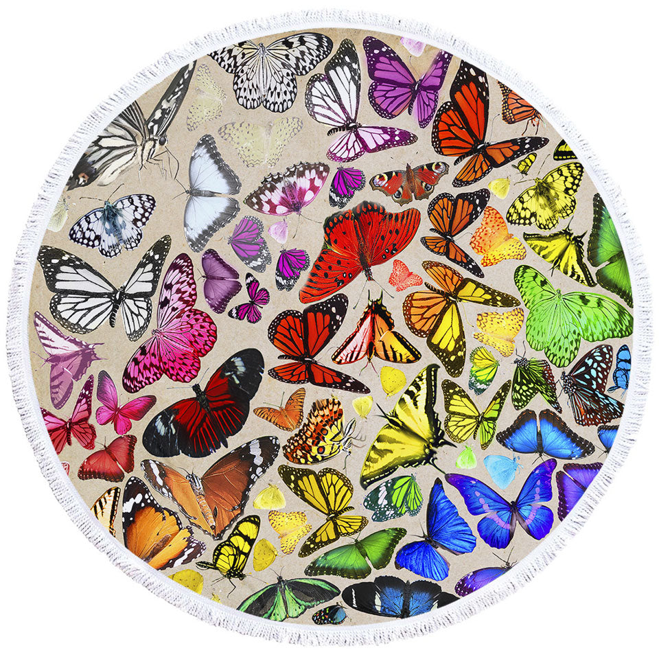 Colorful Beach Towels Rainbow Cluster of Butterflies