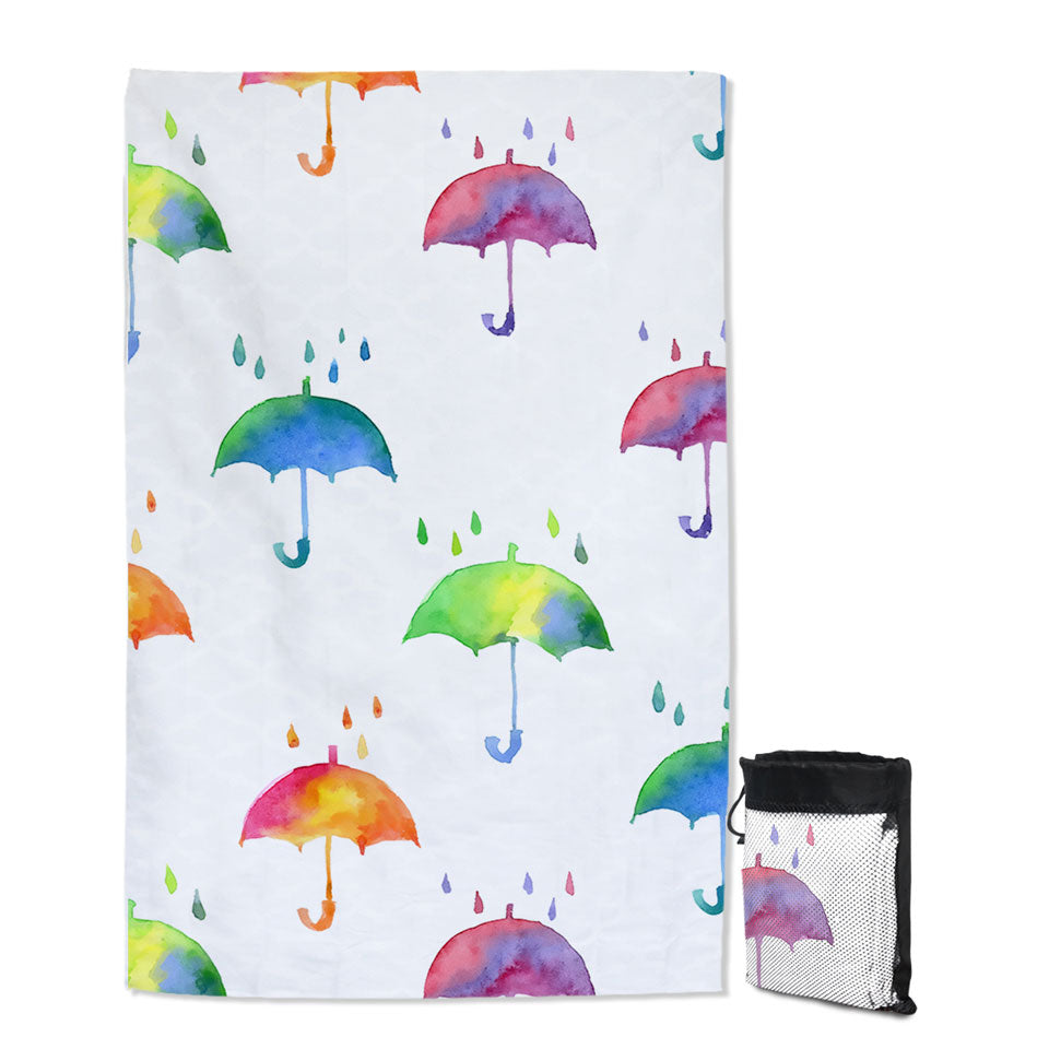 Colorful Beach Towels with Umbrellas