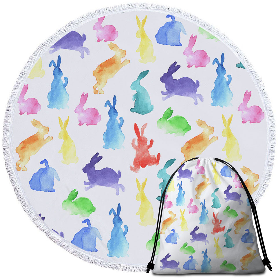 Colorful Bunnies Beach Towels and Bags Set for Kids