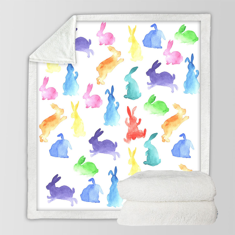 Colorful Bunnies Throw Blankets for Kids