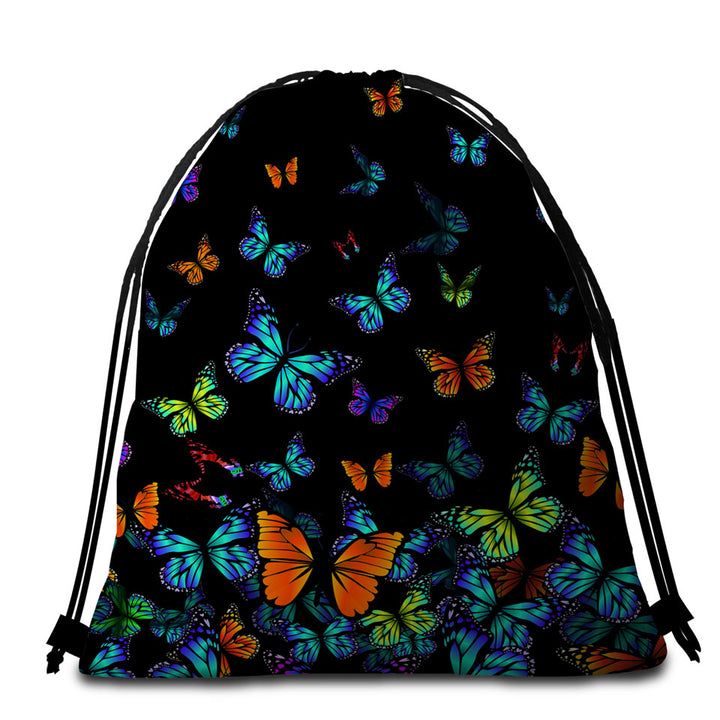 Colorful Butterflies Beach Towel Bags