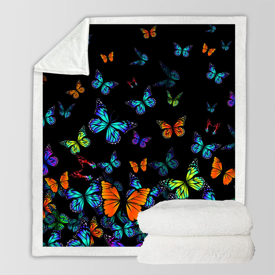 Colorful Butterflies Fleece Blankets
