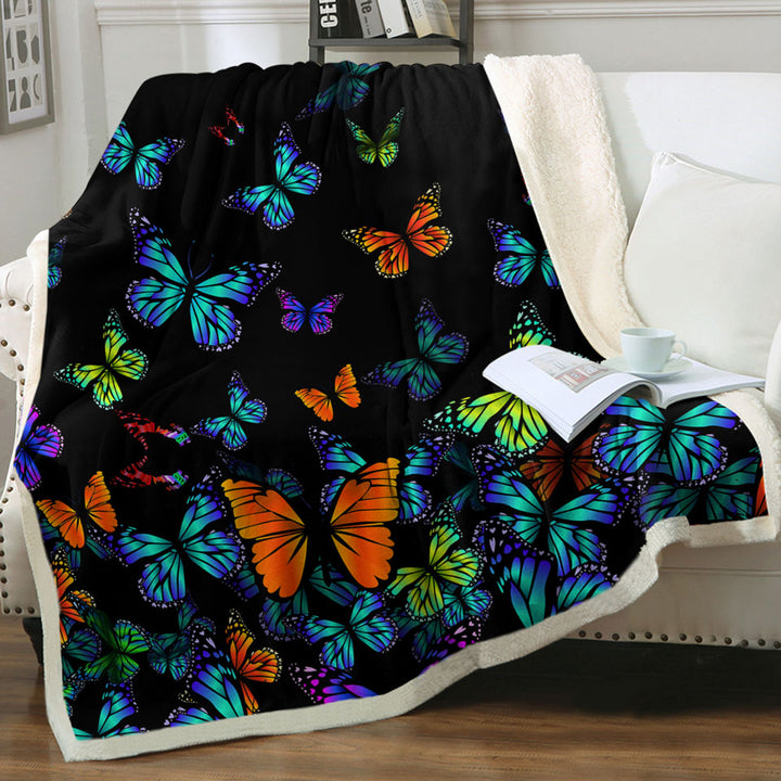 Colorful Butterflies Throw Blanket