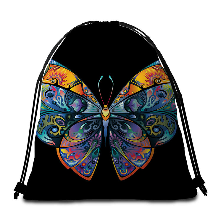 Colorful Butterfly Beach Towel Bags