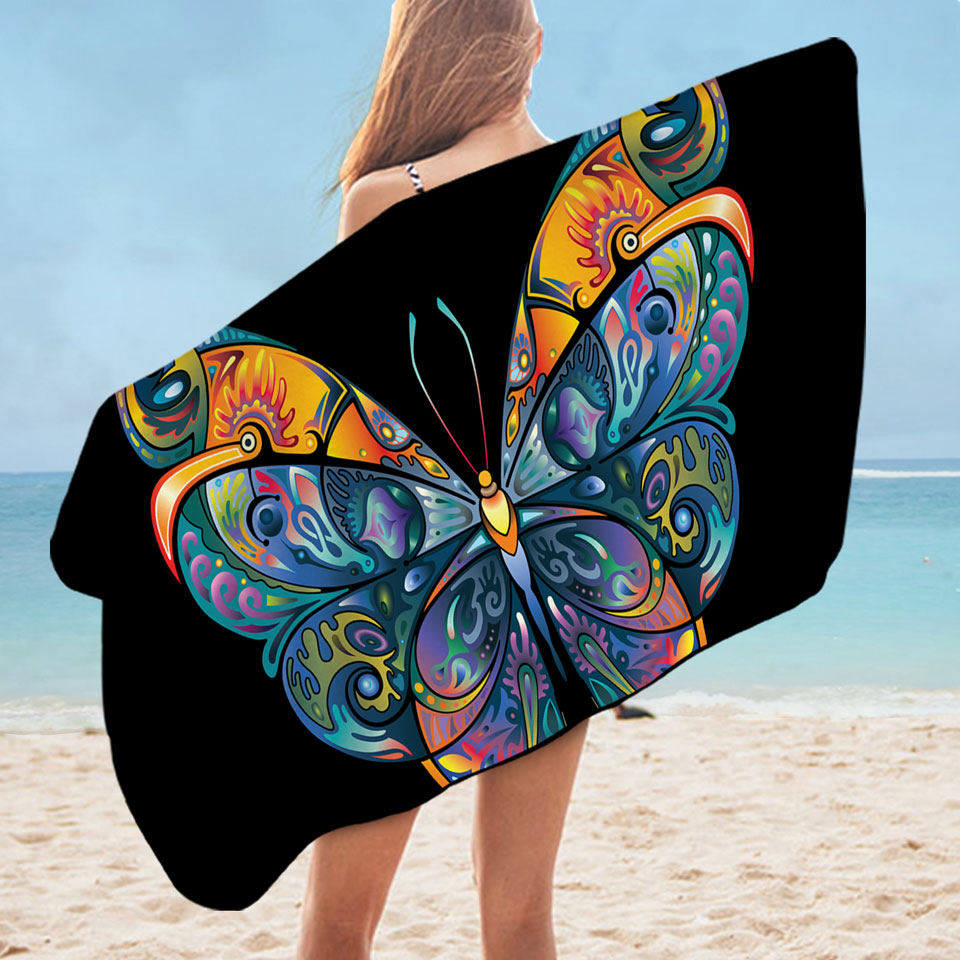 Colorful Butterfly Microfiber Beach Towel