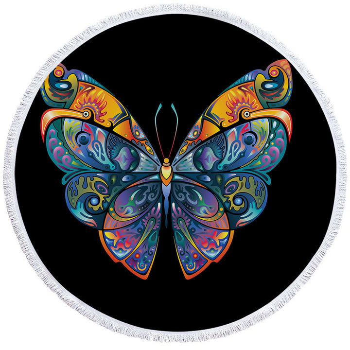 Colorful Butterfly Womens Beach Towel