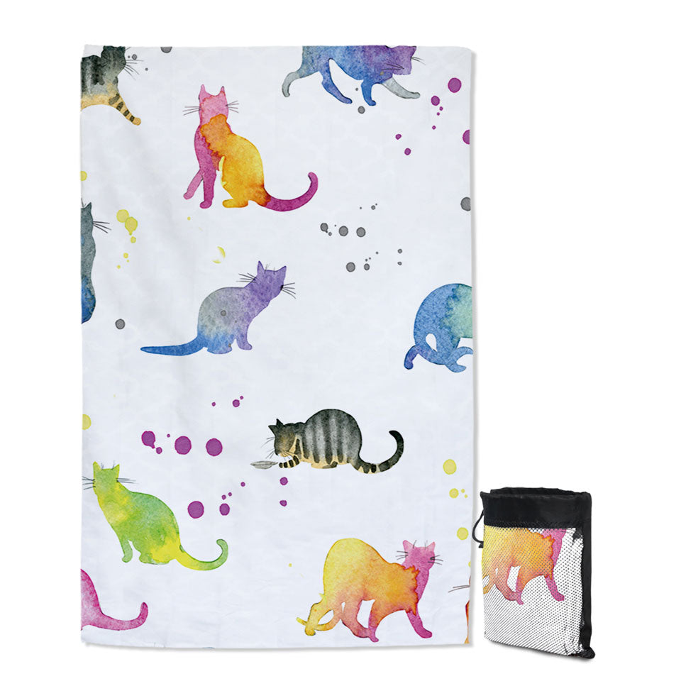 Colorful Cats Lightweight Beach Towel