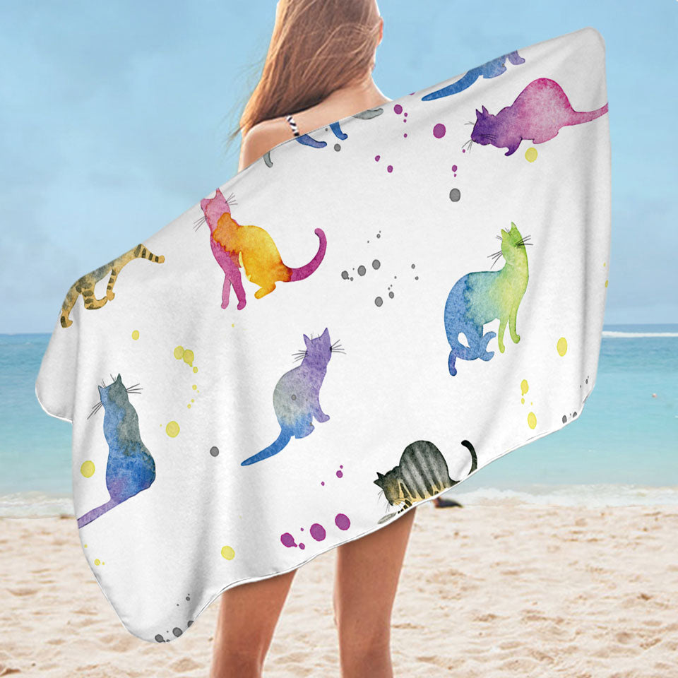 Colorful Cats Microfibre Beach Towels