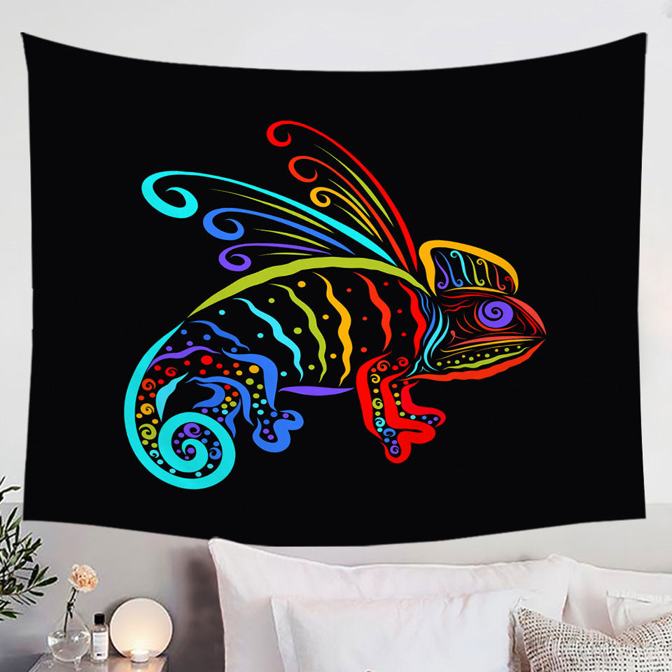 Colorful Chameleon Wall Decor Tapestry