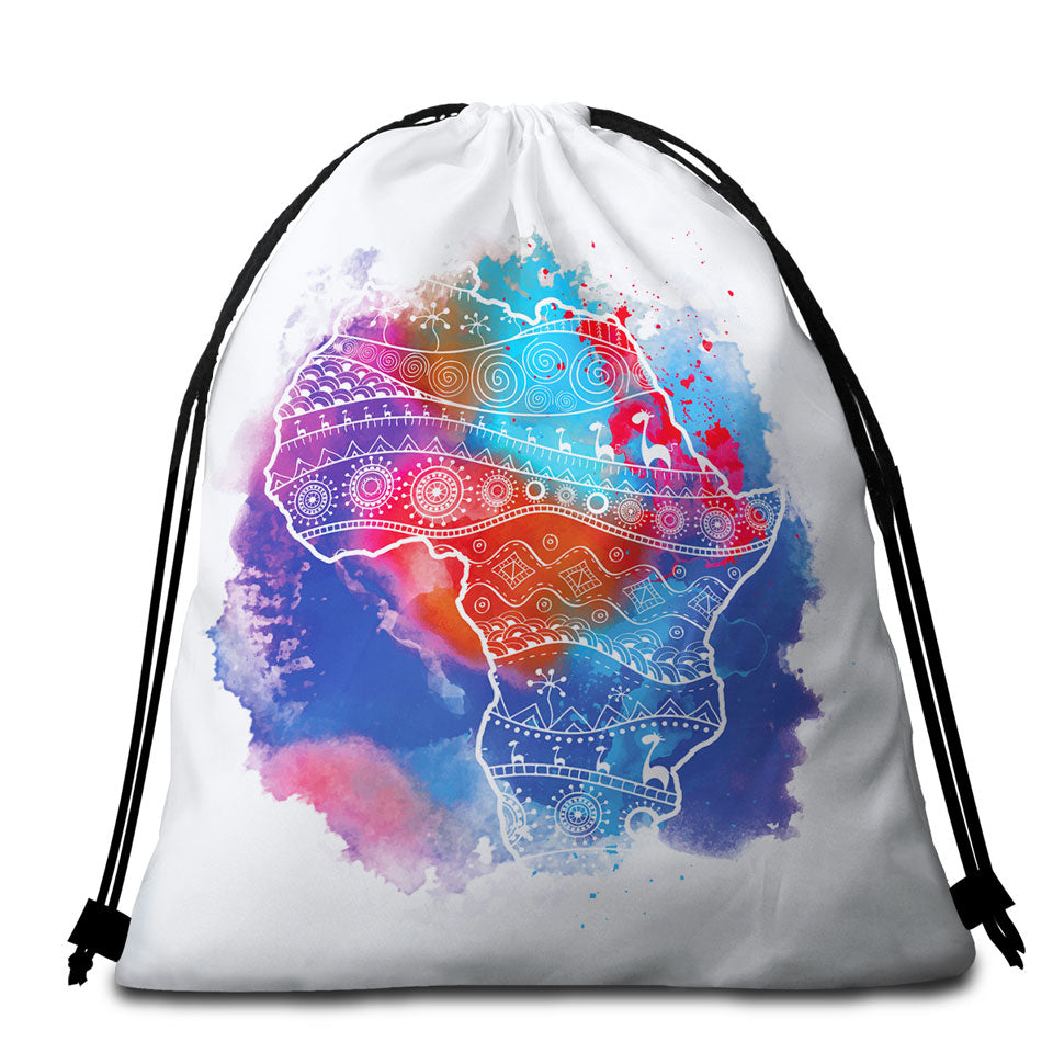 Colorful Color Stain Africa Beach Towel Bags