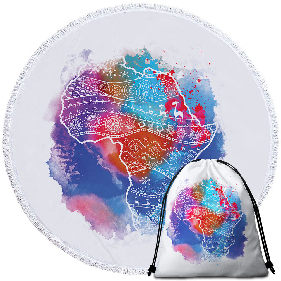 Colorful Color Stain Africa Round Beach Towel