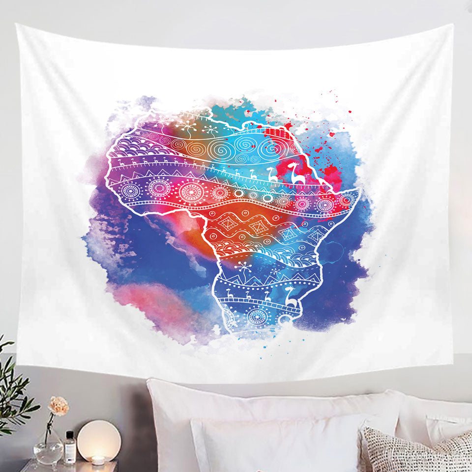 Colorful Color Stain Africa Wall Decor Tapestry