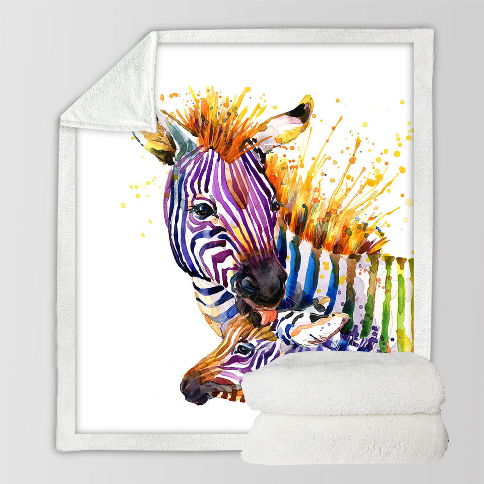 Colorful Colt and Momma Zebra Throw Blanket