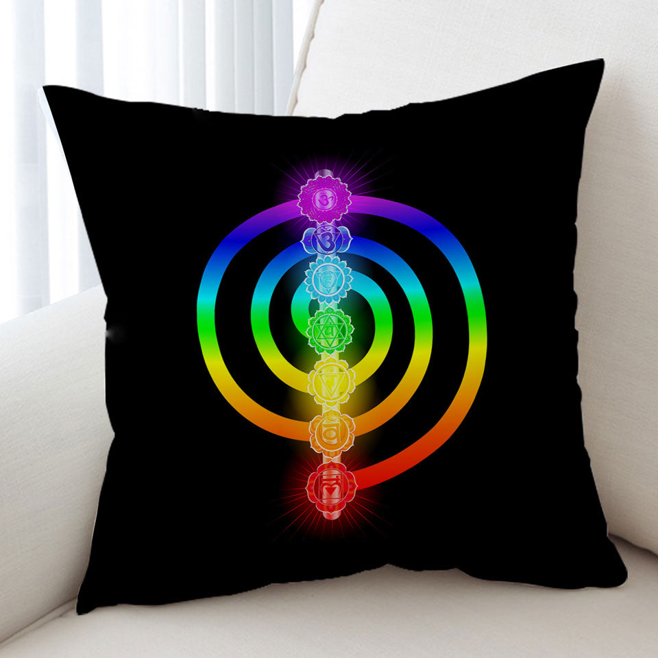 Colorful Cushion Covers Rainbow Spiritual Oriental Symbols