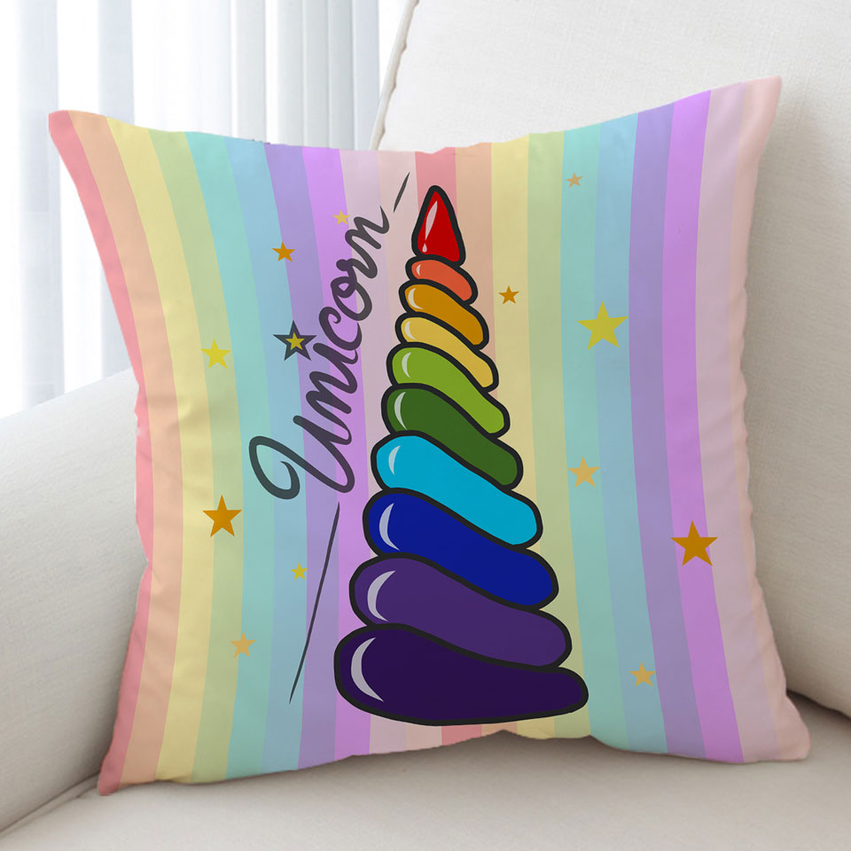 Colorful Cushion Covers for Kids Rainbow Unicorn_s Horn