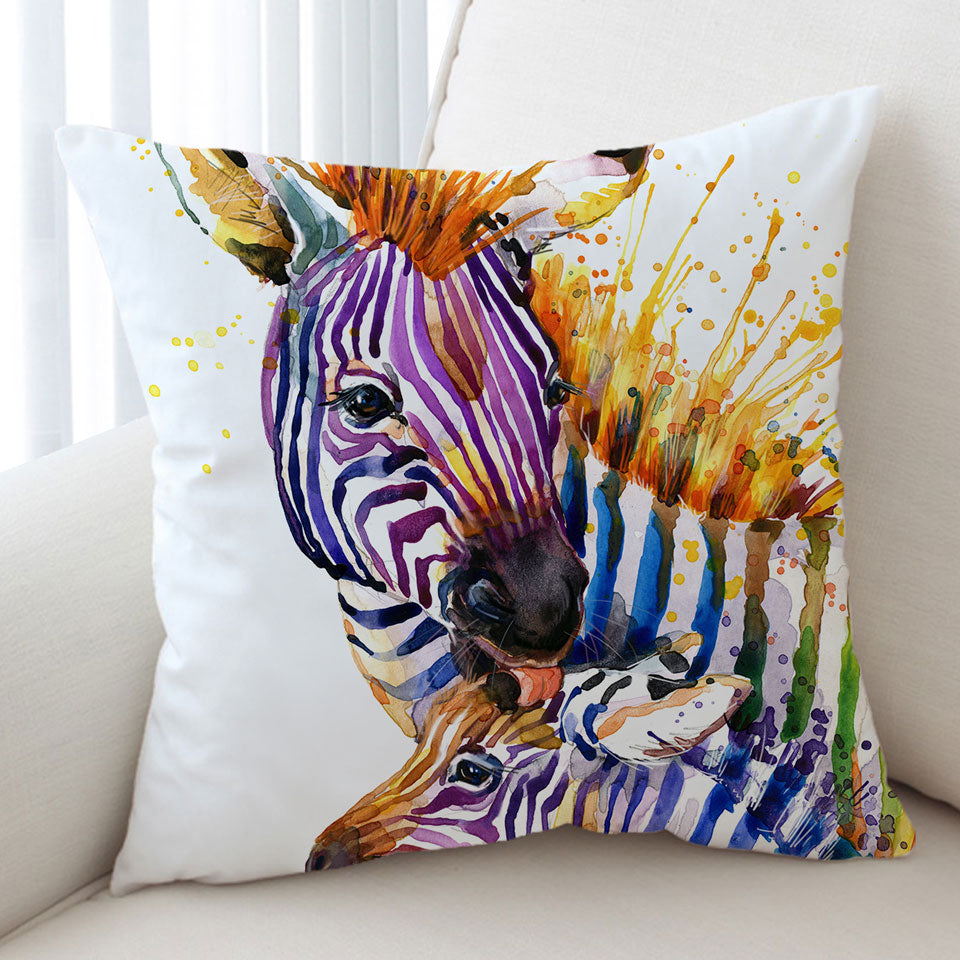 Colorful Cushions Colt and Momma Zebra