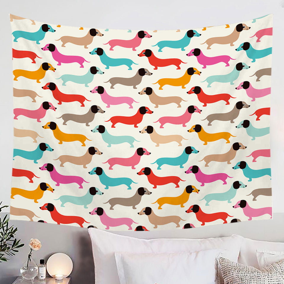 Colorful Dachshund Wall Decor Tapestry