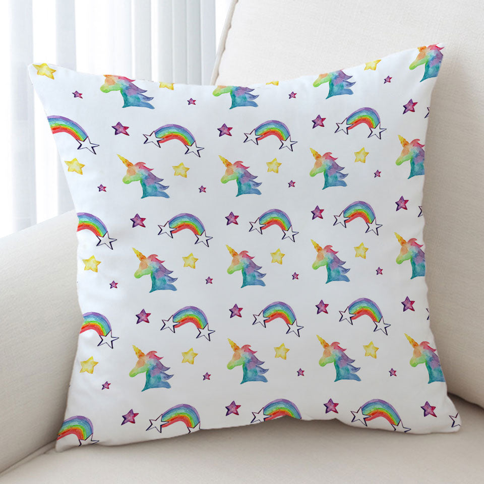 Colorful Decorative Cushions with Rainbows Unicorns and Stars