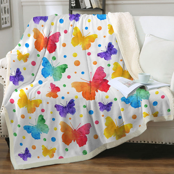Colorful Dots and Butterflies Blankets