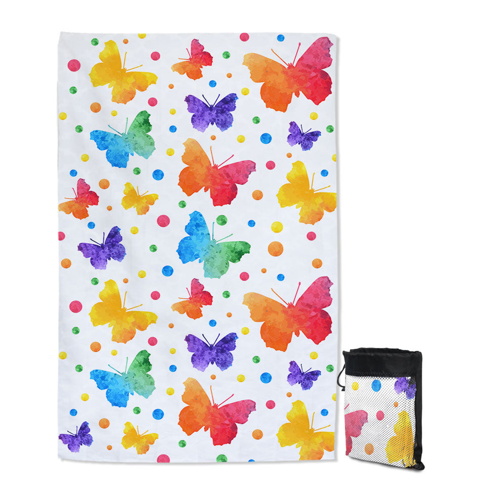 Colorful Dots and Butterflies Giant Beach Towel
