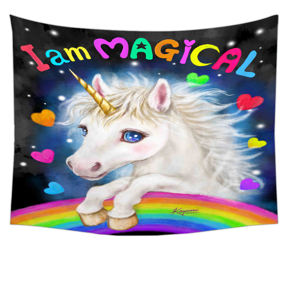 Colorful Fantasy I am Magical Unicorn Tapestry