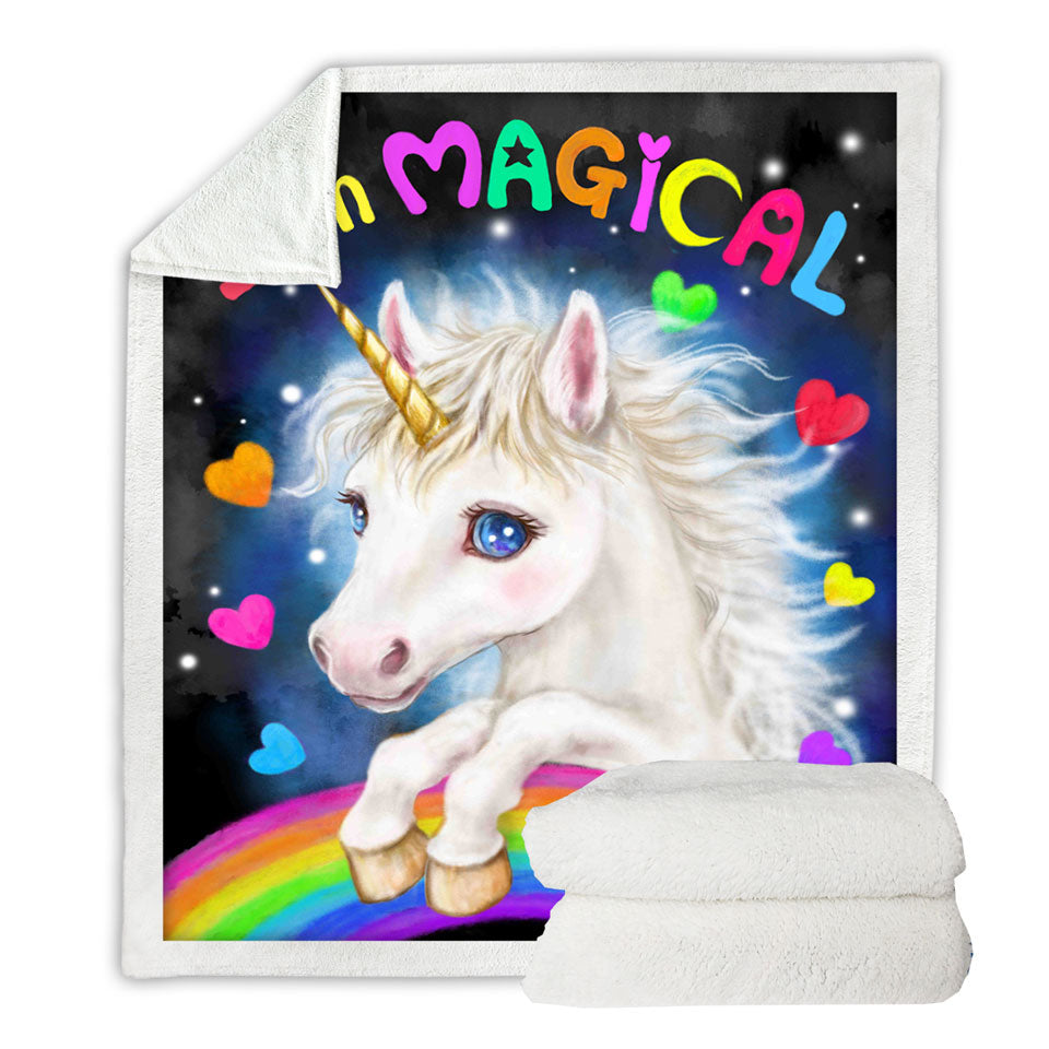 Colorful Fantasy I am Magical Unicorn Throws
