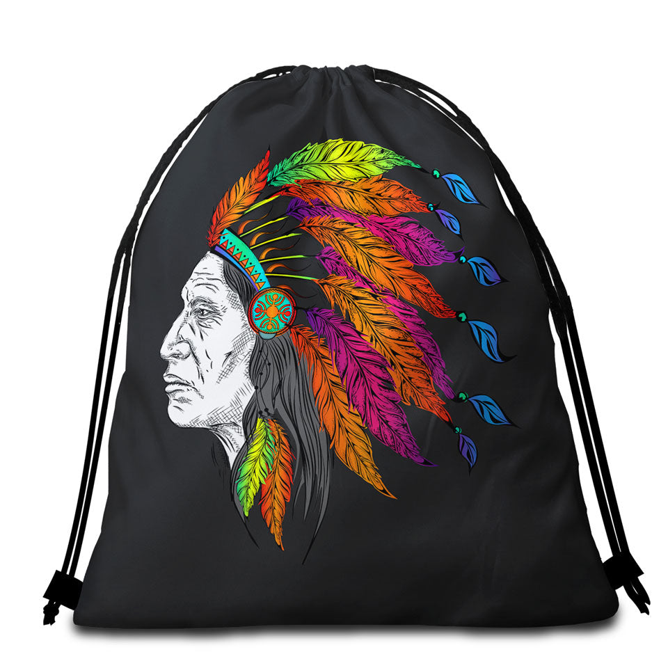 Colorful Feathers on a Tough Native American Chief