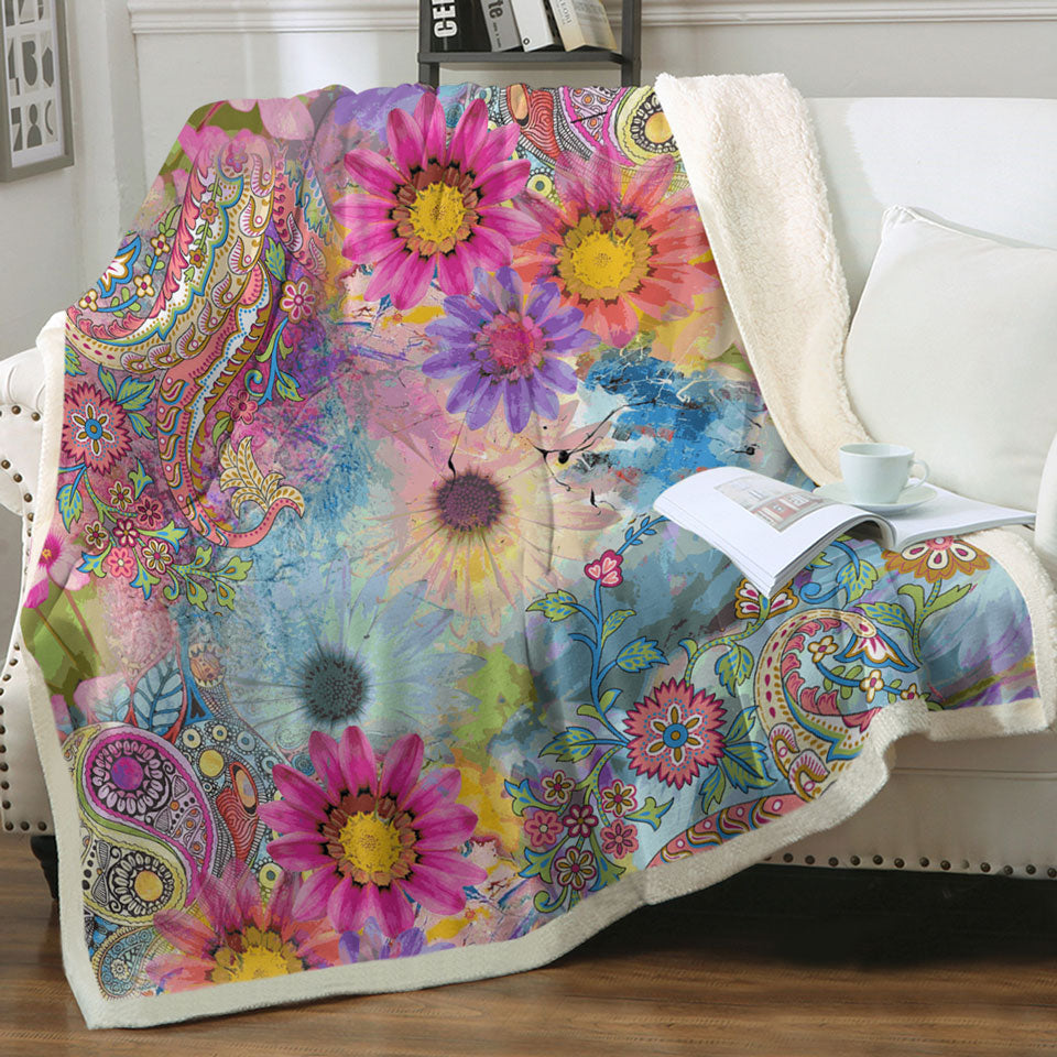 Colorful Floral Couch Throws