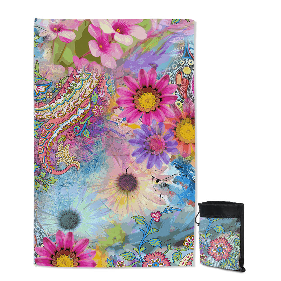 Colorful Floral Giant Beach Towel