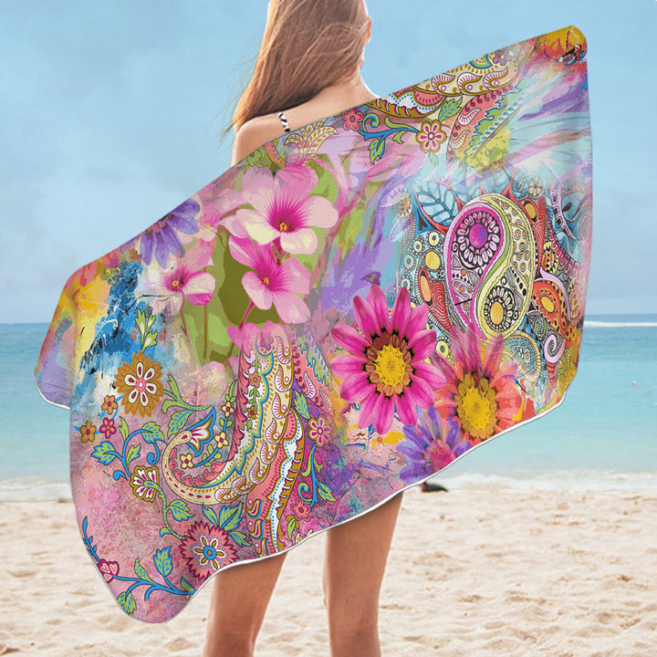 Colorful Floral Microfibre Beach Towels