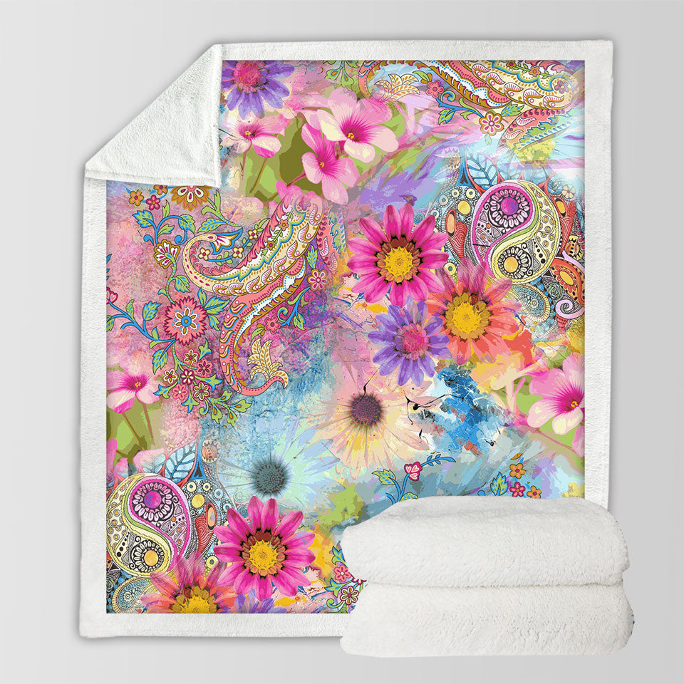 Colorful Floral Throw Blanket